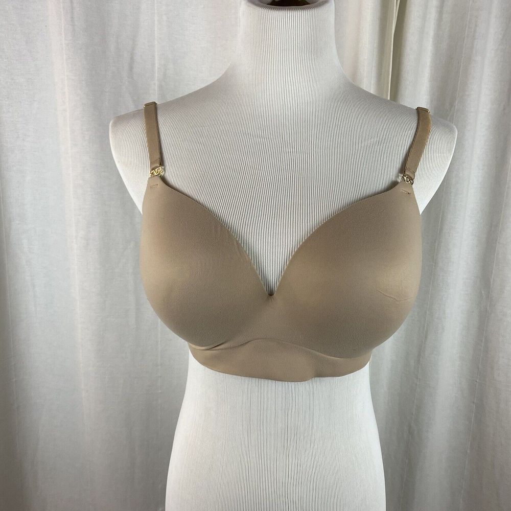 VICTORIA'S SECRET 36DD Bra Padded‎ No Wire Beige Adjustable Strap Push Up